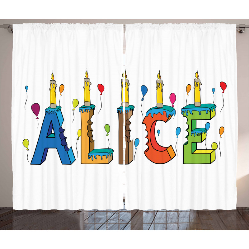 Colorful Girl Name Design Curtain