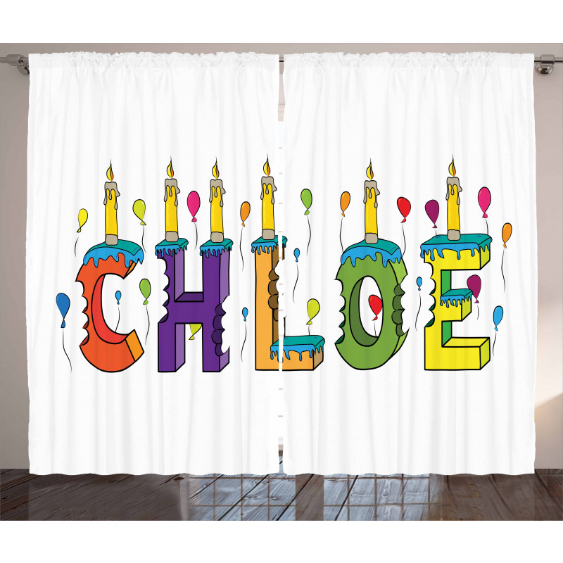 Cheerful Lettering Design Curtain