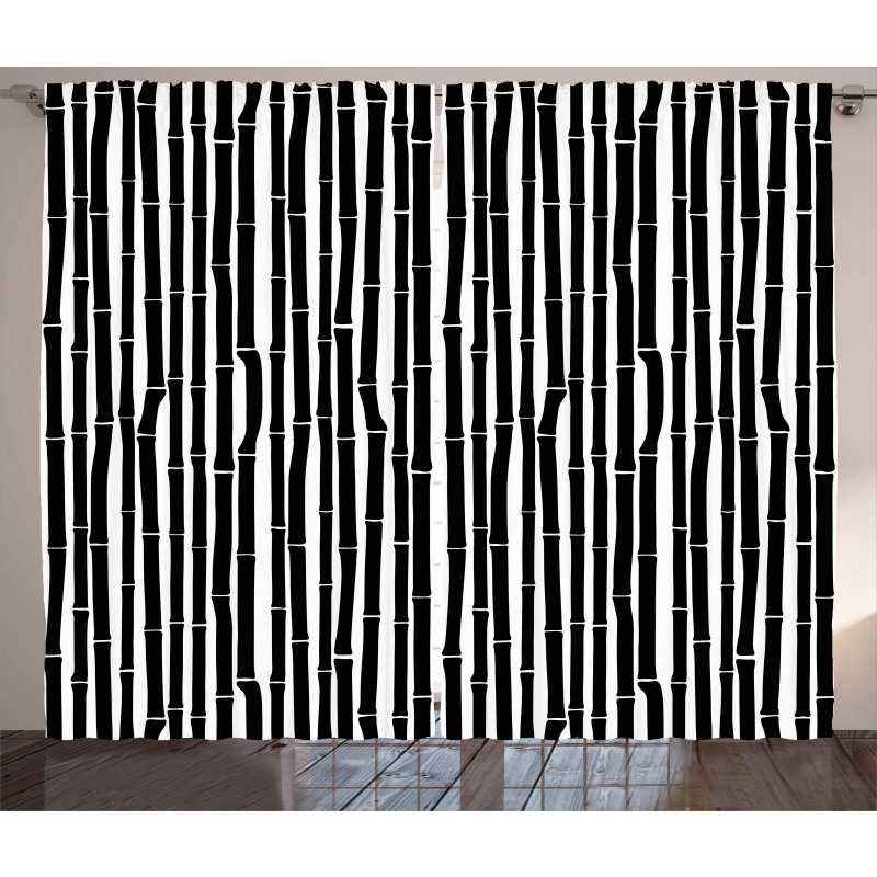 Black and White Stems Curtain