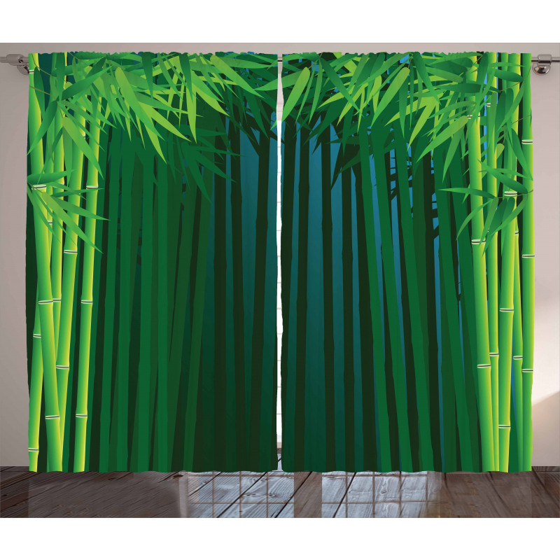 Green Leafy Branches Curtain