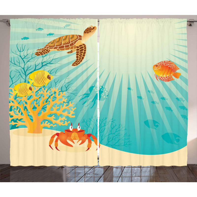 Tropical Animals Cartoon Curtain