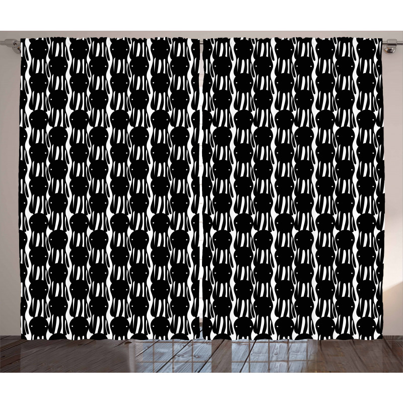 Abstract Monsters Retro Curtain