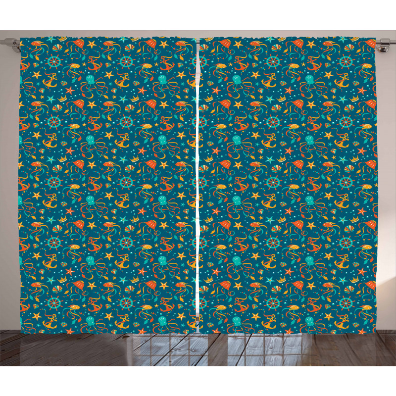 Tropical Cartoon Fauna Curtain