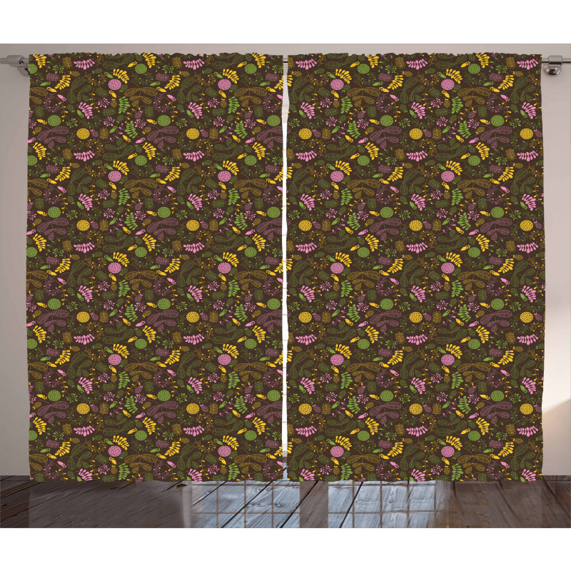 Doodle Blooming Foliage Curtain