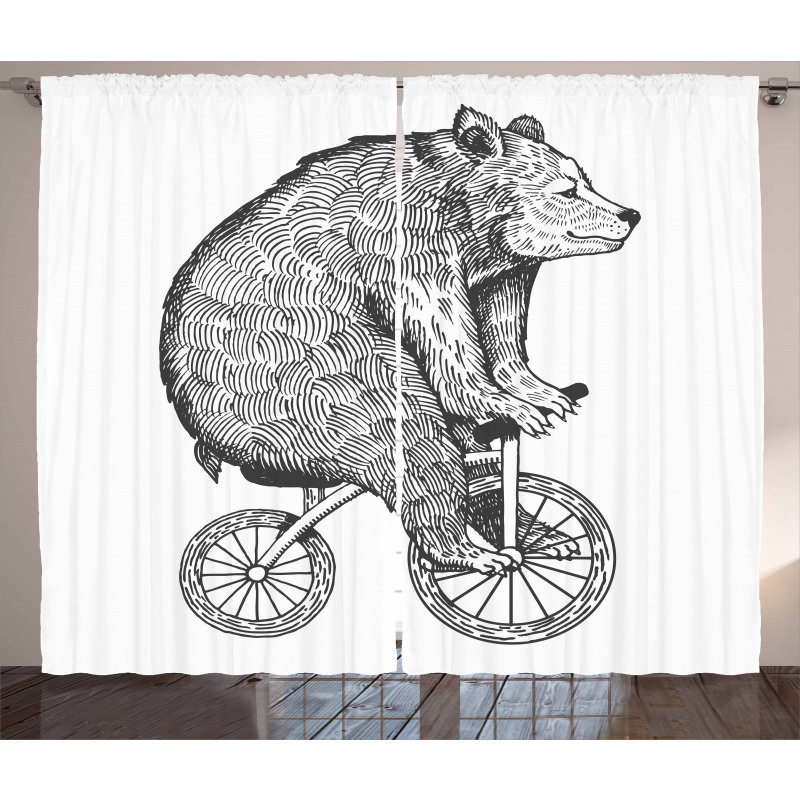 Funny Circus Bear Art Curtain