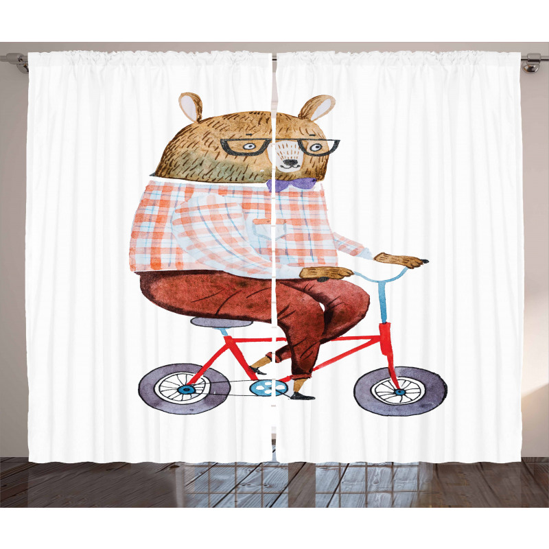 Urban Bear on Bicycle Curtain