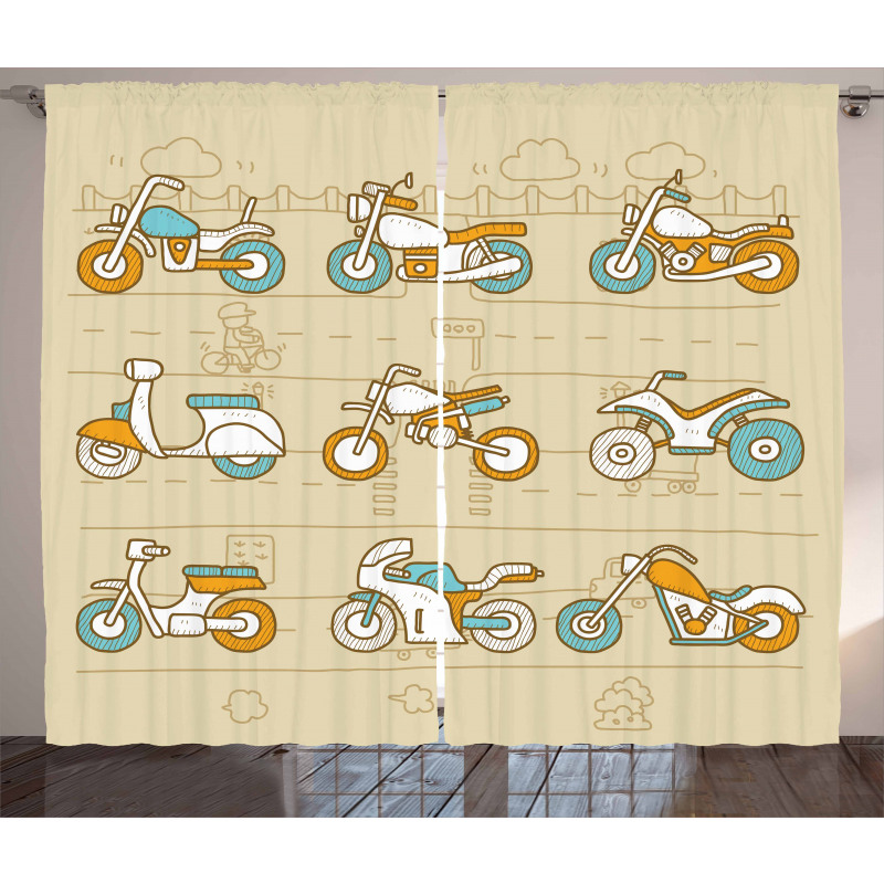 Motorcycles City Traffic Curtain
