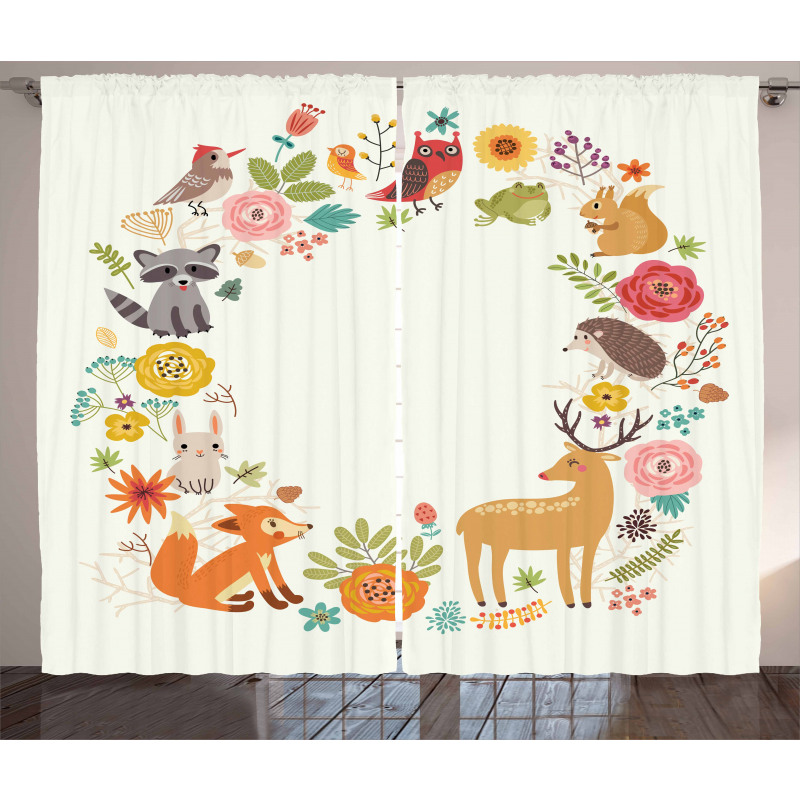 Cartoon Wildlife Pattern Curtain