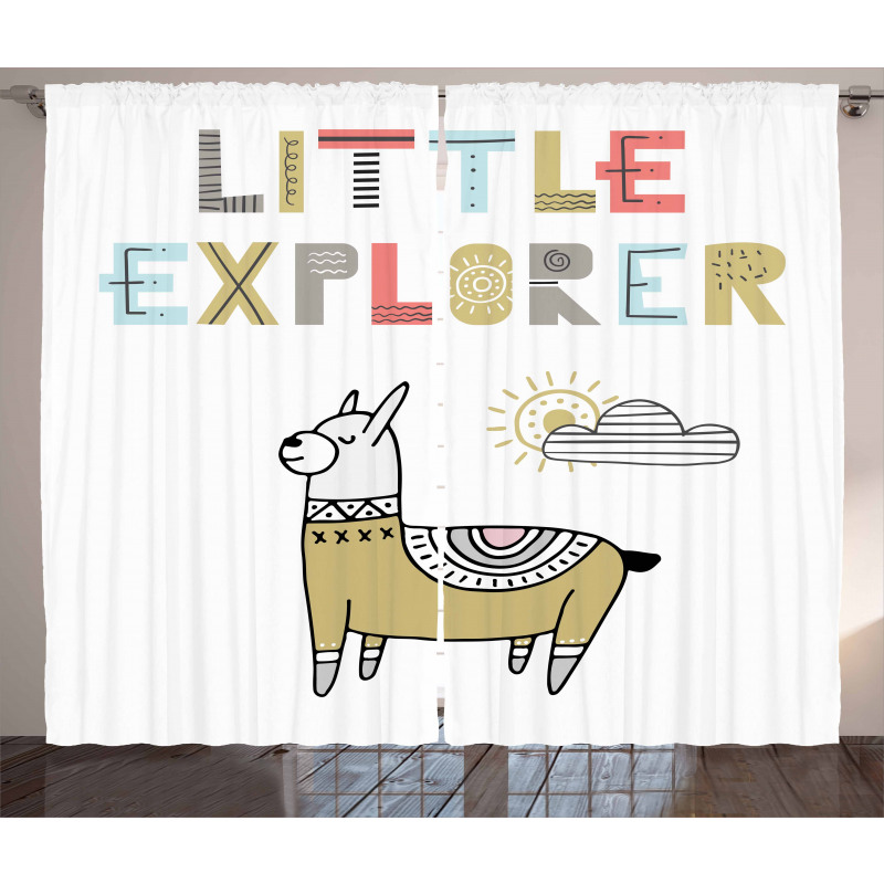 Colorful Llama Explorer Curtain