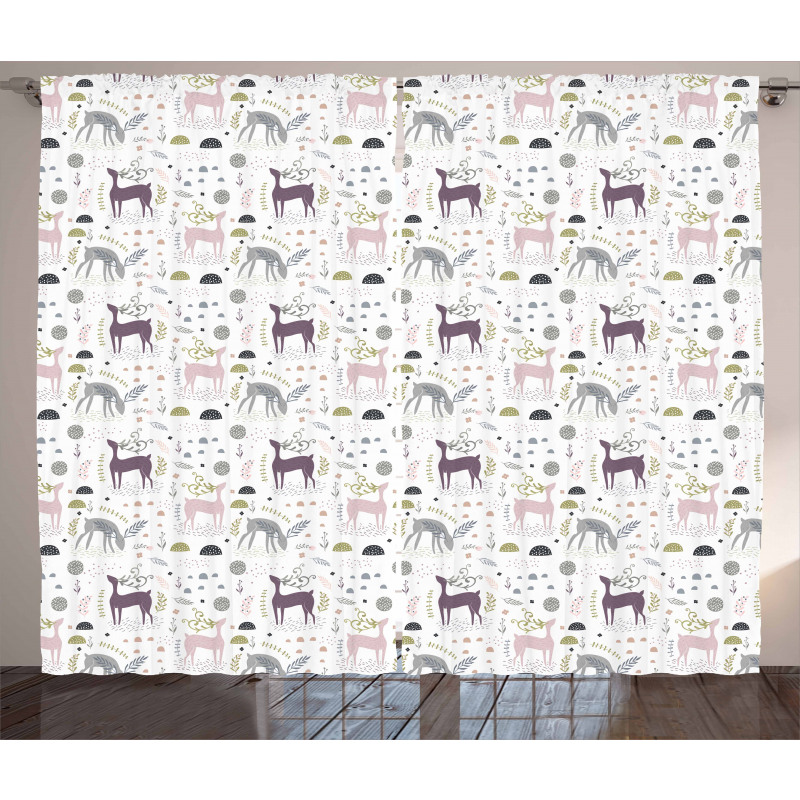 Woodland Deer Leaves Curtain