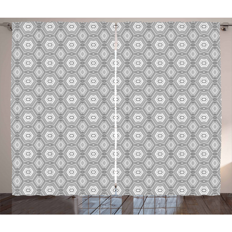 Greyscale Abstract Forms Art Curtain