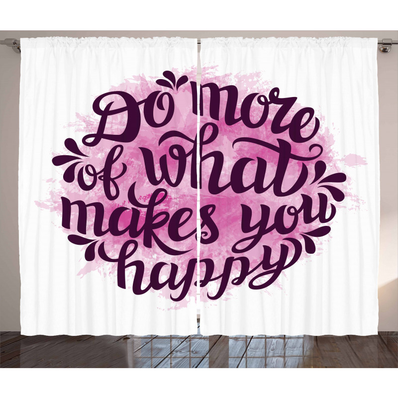 Watercolor Brush Slogan Curtain