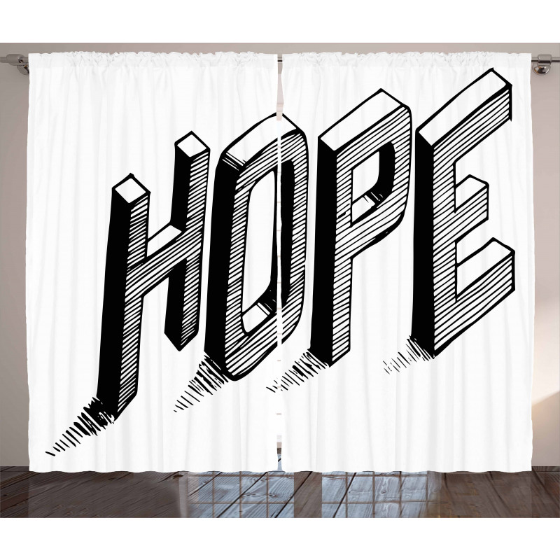 Sketch Letters with Lines Curtain