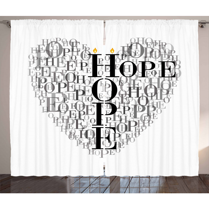 Heart Shaped Hope Word Curtain