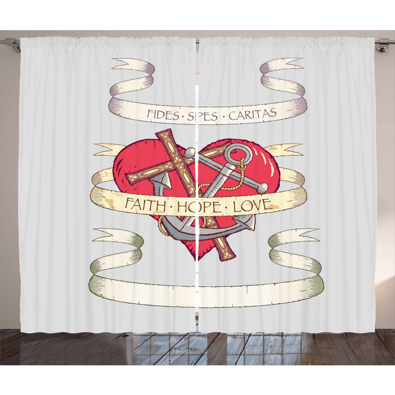Anchor on Heart Motif Curtain