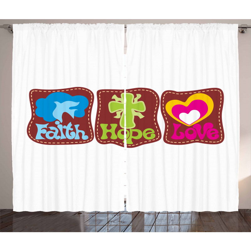 Retro Hearts and Doves Curtain