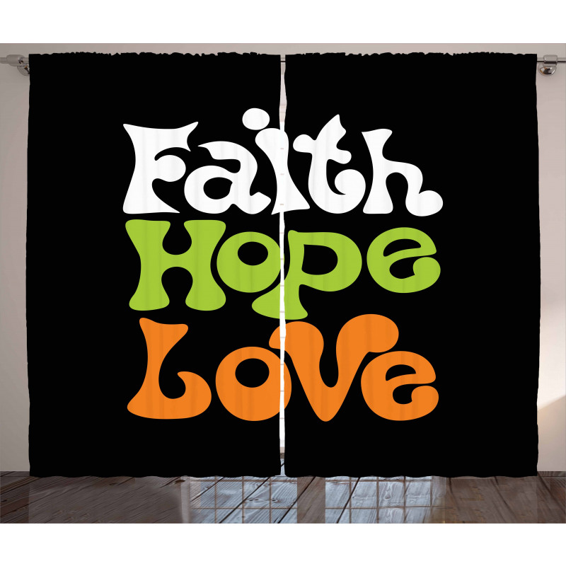 Vintage Faith Love Words Curtain