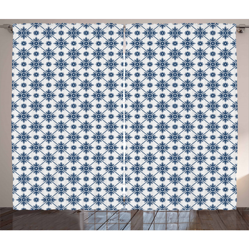 Rhombuses and Flowers Curtain