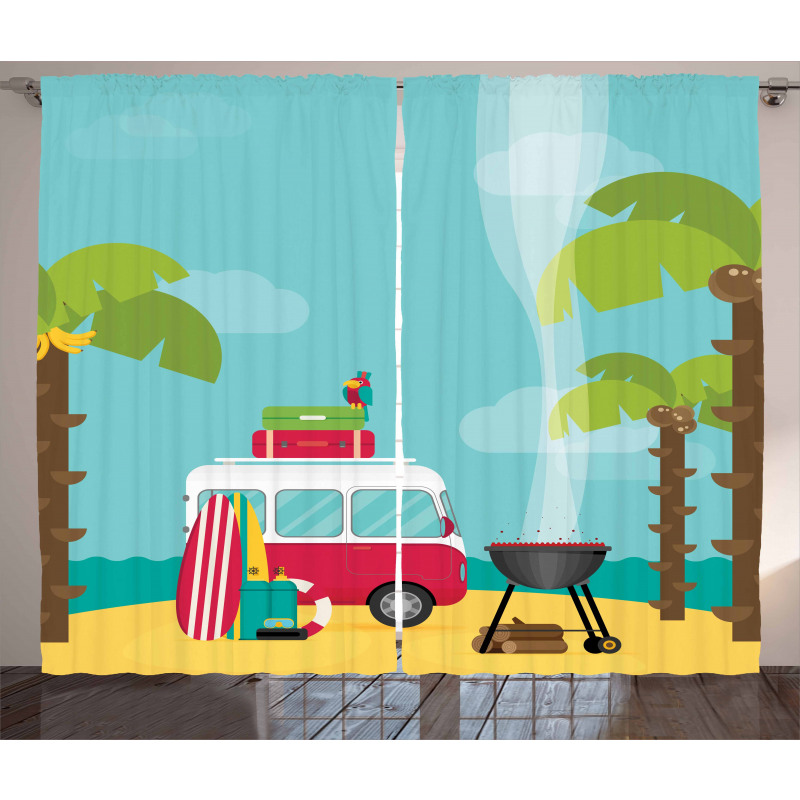 Caravan Camping Beach Curtain
