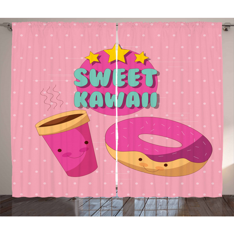 Kawaii Donut Coffee Curtain