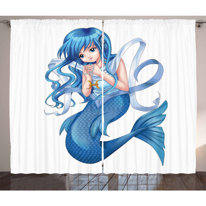 Manga Style Pisces Girl Curtain