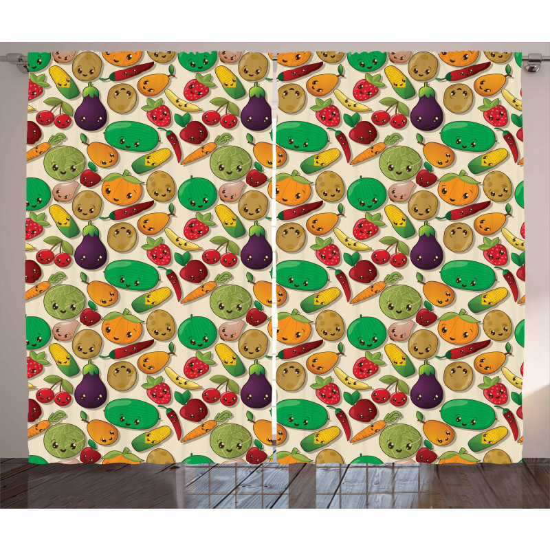 Vegetable Fruit Kawaii Curtain