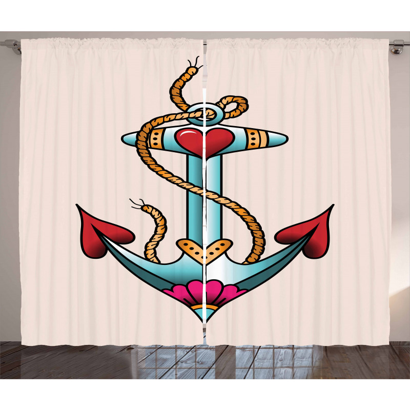 Nautical Rope and Hearts Curtain