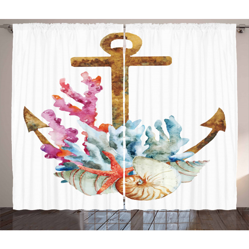 Watercolor Starfish Curtain