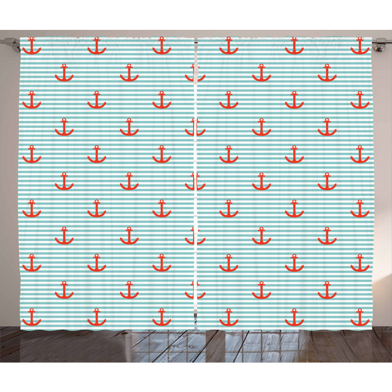 Pastel Stripes Naval Curtain