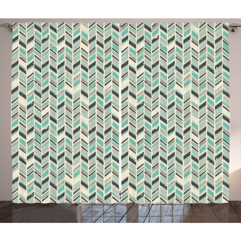 Grunge Zigzag Design Curtain