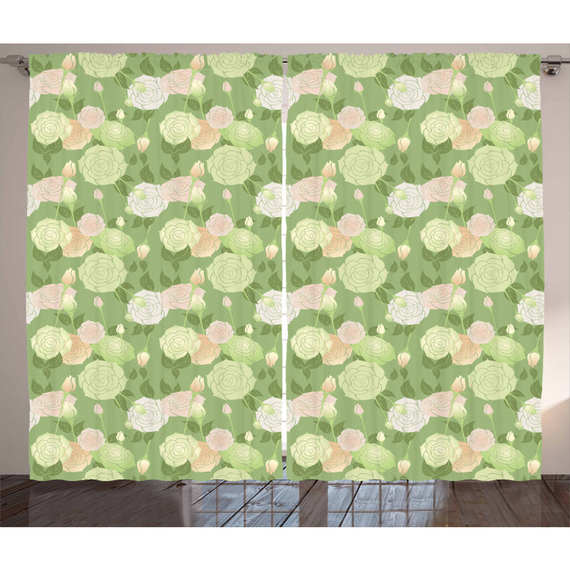 Pastel Abstract Blossoms Curtain