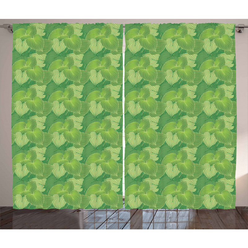 Abstract Hosta Plants Curtain
