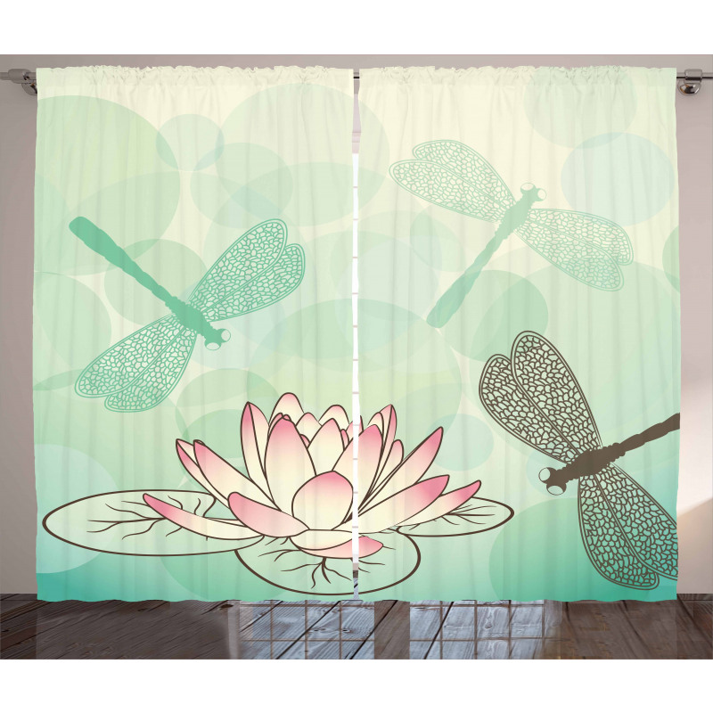 Exotic Lily Dragonflies Curtain