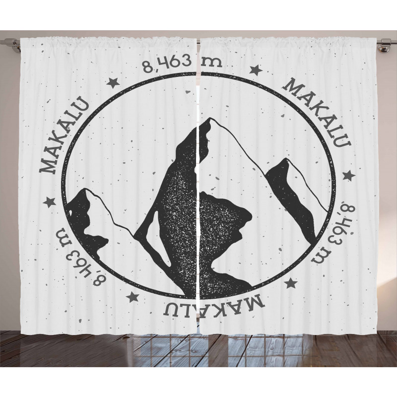 Greyscale Mountain Design Curtain
