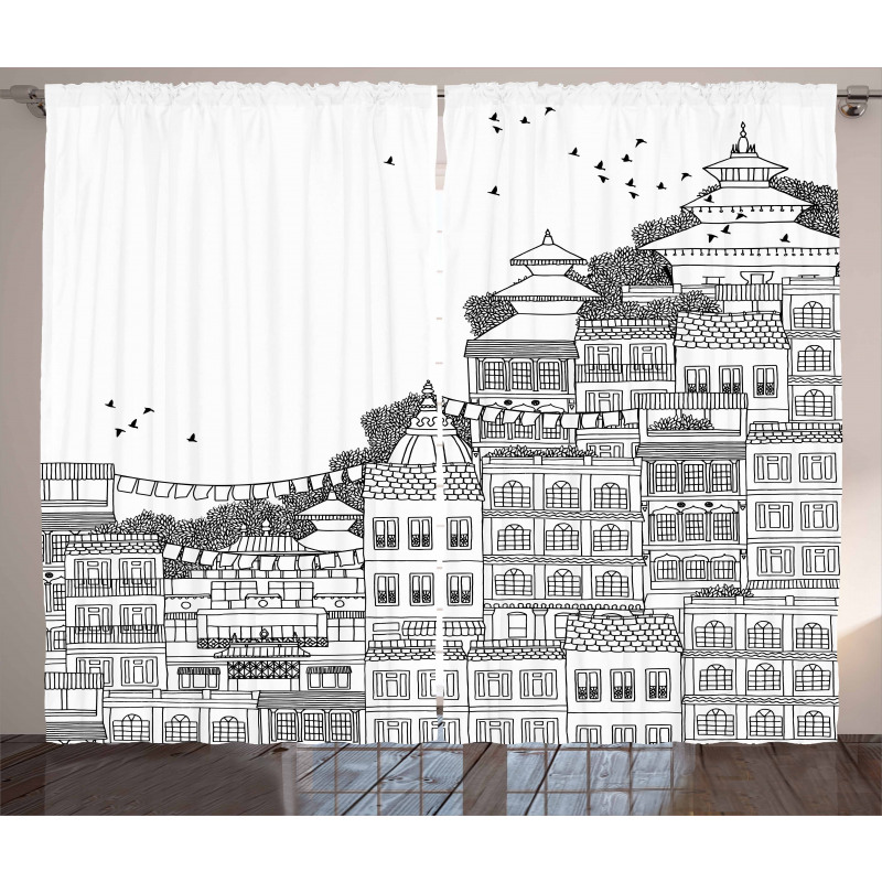 Doodle Style Kathmandu Curtain