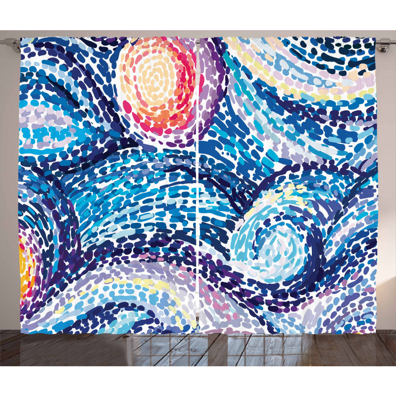 Doodle Wavy Lines Curtain