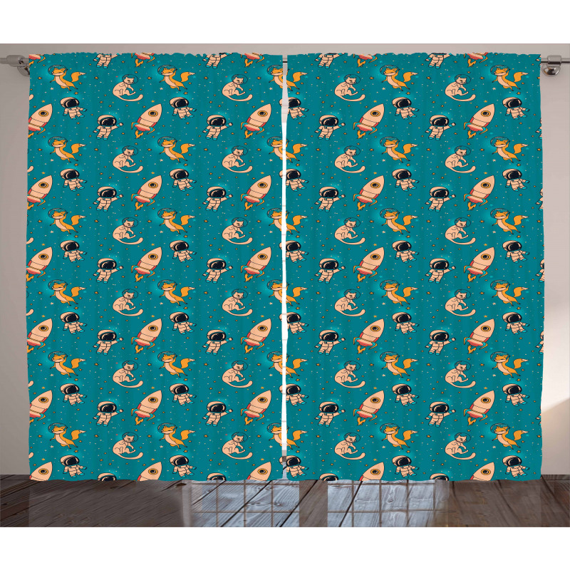 Foxes Cats Cosmonauts Curtain