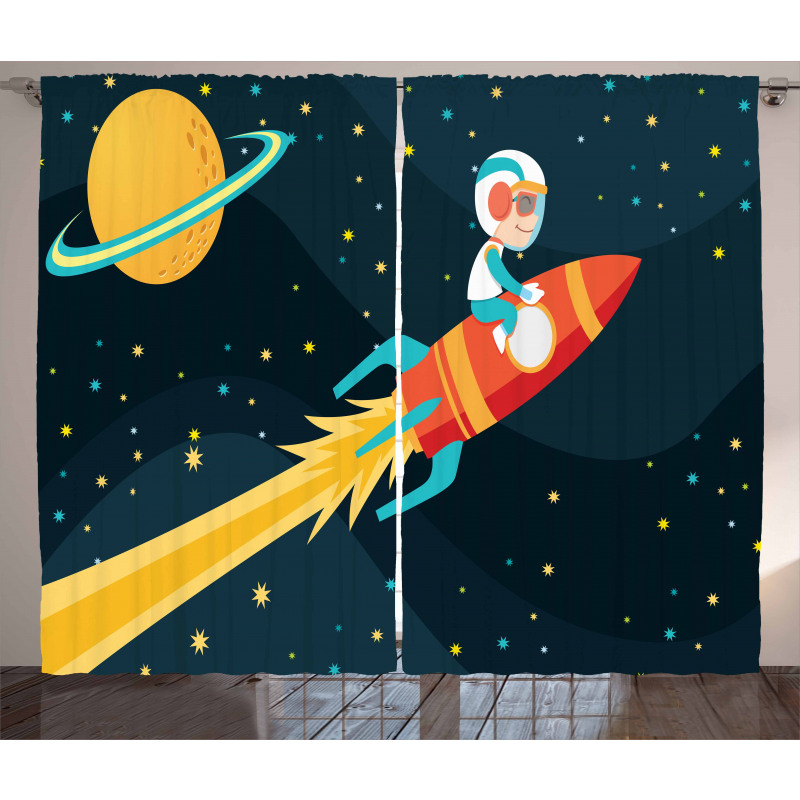 Boy on a Rocket Adventure Curtain