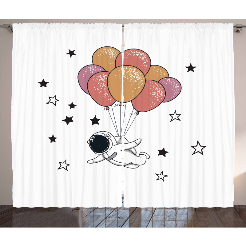 Astronaut with Balloons Curtain