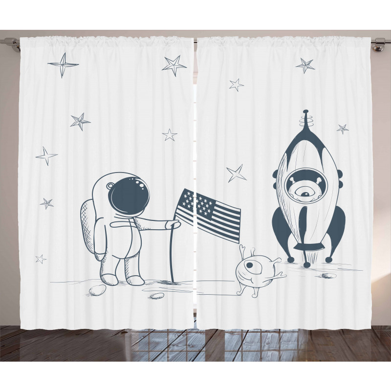 US Astronaut New Planet Curtain