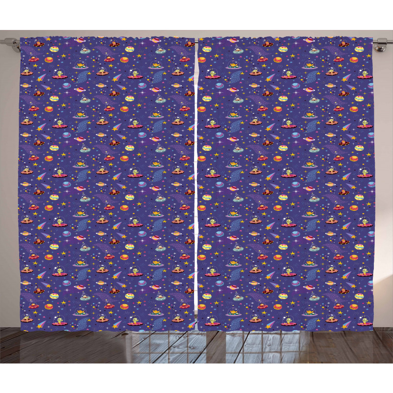 Space Characters Galaxy Curtain