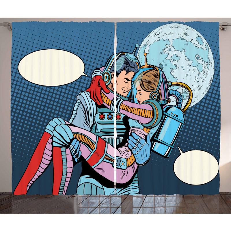Astronaut Couple Love Curtain