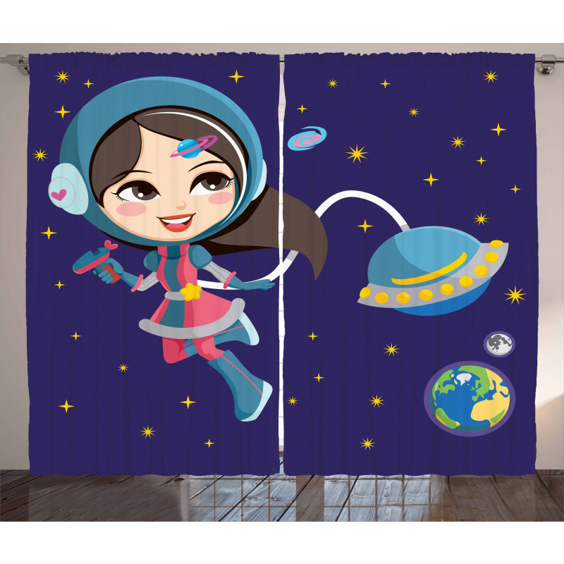 Little Girl in Space Curtain