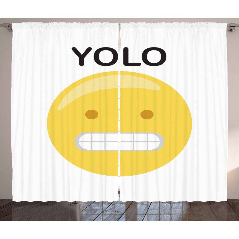 Funny Emoji Face Slogan Curtain