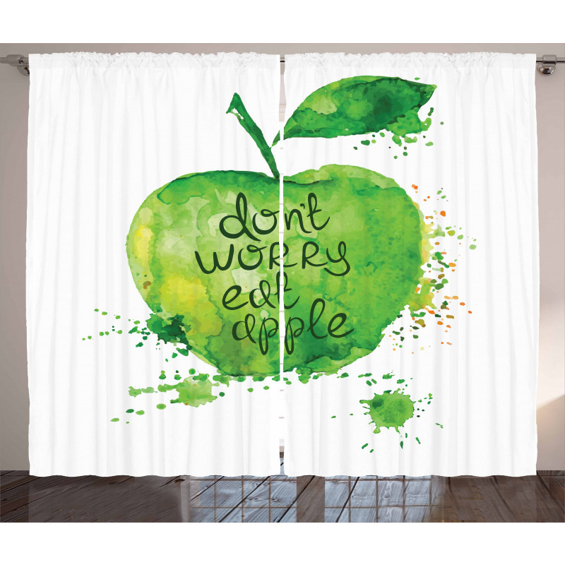 Dont Worry Eat Apple Curtain