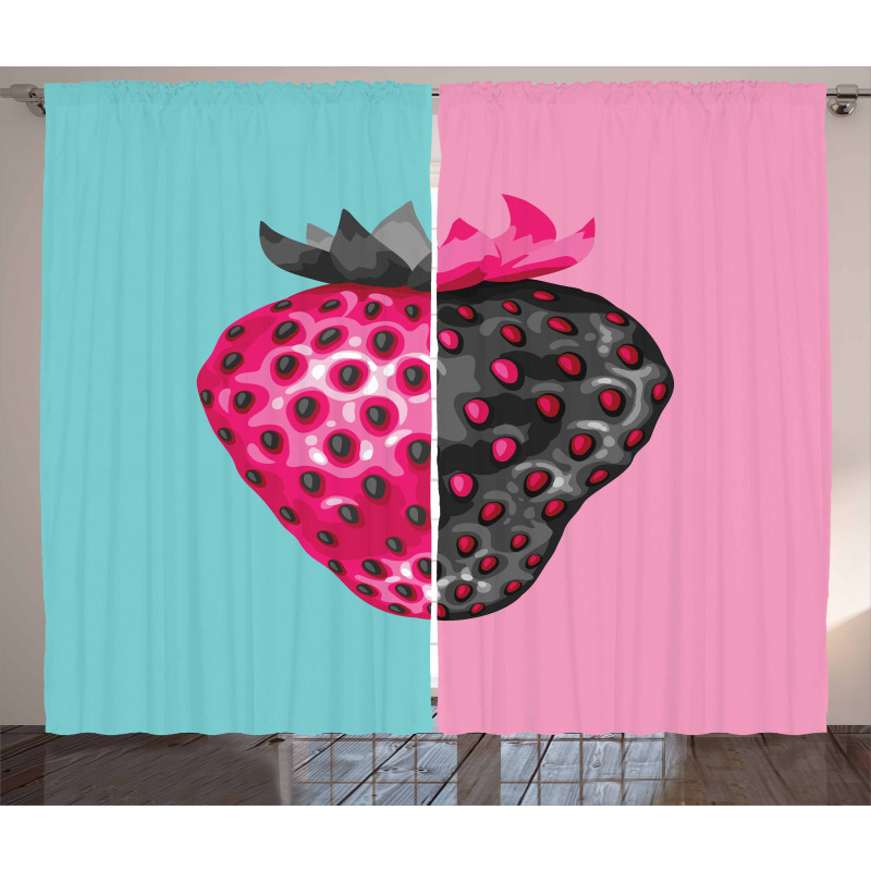Abstract Strawberry Motif Curtain
