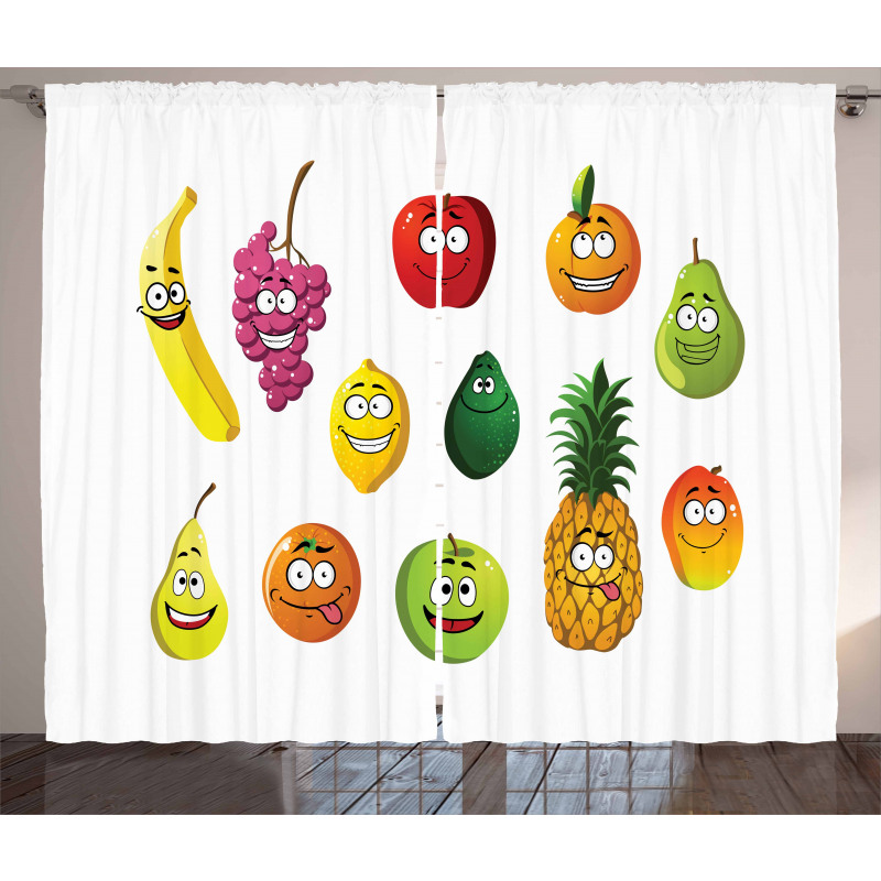 Banana Grape Pear Avocado Curtain