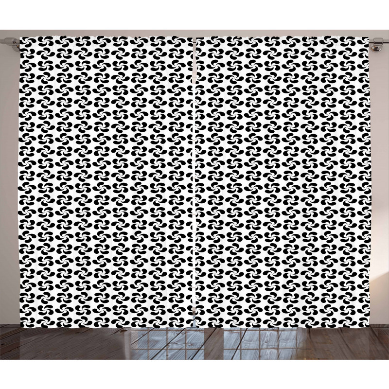 Monochrome Floral Curtain