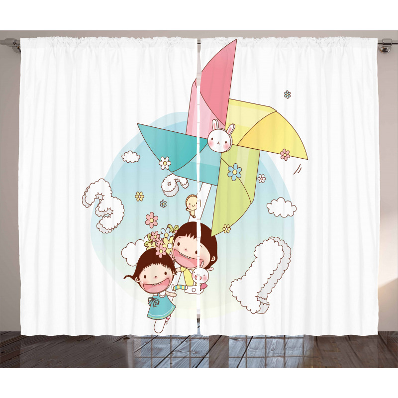 Happy Kids Playing Curtain