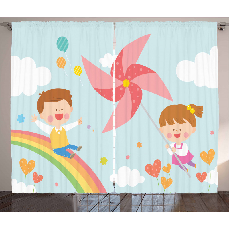 Children on Rainbow Curtain